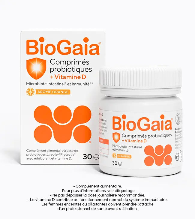 BioGaia® Comprimés probiotiques à croquer + Vitamine D